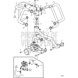 Shop Volvo parts: Nipple, Radiator hose Thermostat housing 30751954 (1059933